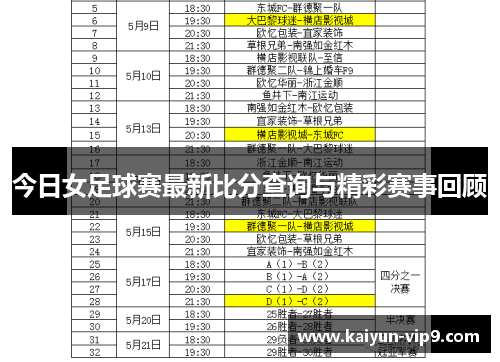 今日女足球赛最新比分查询与精彩赛事回顾